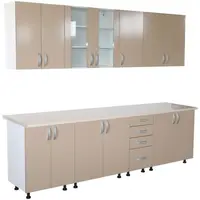 Bucatarie Zebra 260 cm din PAL Cappuccino cu blat termoizolant alb/gri