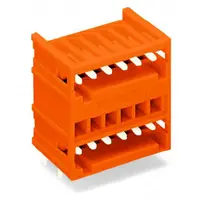 THT double-deck male header; 1.0 x 1.0 mm solder pin; angled; 100% protected against mismating; Pin spacing 3.81 mm; 10-pole; orange