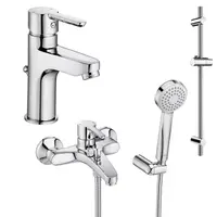 Set 3 in 1 Roca Arolo A5D016AC0K, baterie cada, baterie lavoar, para de dus, furtun de dus, bara de dus, Crom