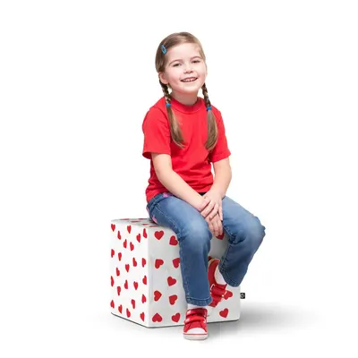 Taburet Updeco Cub L Inimi fundal alb
