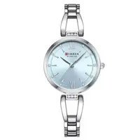 Ceas Damă CURREN 9092, Quartz, Cadran Albastru, Carcasă și Brățară Argintie, Oțel Inoxidabil, Elegant, 30mm