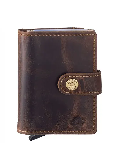Portofel unisex piele naturala maro antichizat 7.5 x 10 x 3.5 cm - COIN ""Vintage""