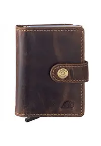 Portofel unisex piele naturala maro antichizat 7.5 x 10 x 3.5 cm - COIN ""Vintage"" -