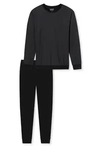 Pijama cu pantaloni lungi si imprimeu - Negru
