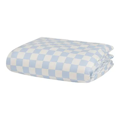 Husă de pilotă albastru-deschis/crem din bumbac satinat pentru pat de o persoană 140x200 cm Plu – noo.ma