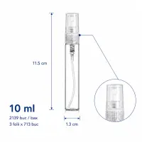 Sticluță transparentă reutilizabilă cu spray și capac - 10ml