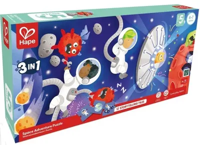 Puzzle educațional 3 în 1 Hape International - Galaxy