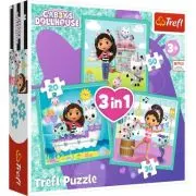 Puzzle 3in1. Gabbys Dollhouse Activitatile lui Gabby, Trefl