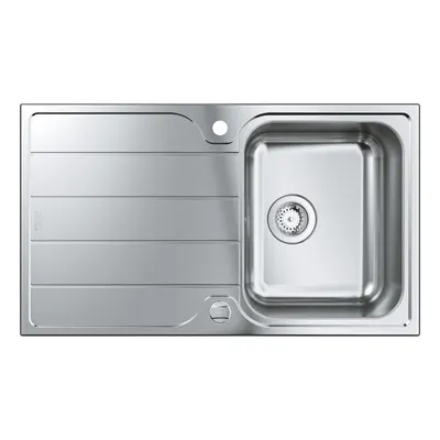 Chiuveta bucatarie Grohe 31571SD1, 860 x 500 mm, picurator, 1 cuva, evacuare automata, kit montaj si evacuare, Inox satinat