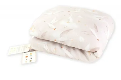 Pilota pentru copii din bumbac cu fata dubla si umplutura hipoalergenica BabySoft Gasca bej 140x100cm