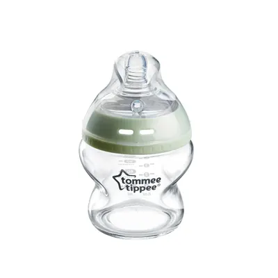 Biberon din sticla cu tetina din silicon si autosterilizare pentru 0 luni+ Natural Start, 150ml, Tommee Tippee