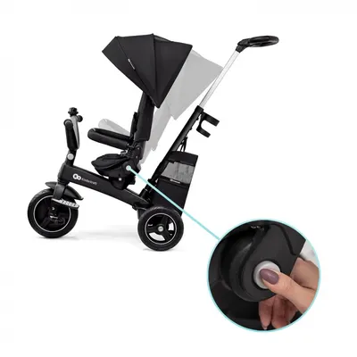 Tricicleta pentru copii Kinderkraft Easytwist Black cu scaun reversibil, pozitie de somn, cauciucuri PU, protectie UV de la varsta de 9 luni