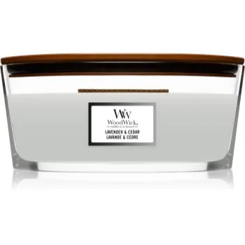 Woodwick Lavender & Cedar lumânare parfumată cu fitil din lemn (hearthwick)