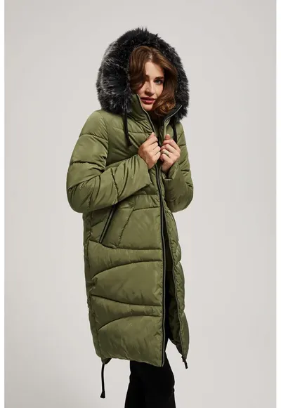 Jacheta matlasata cu gluga izolata - Verde