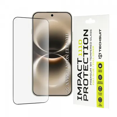 Folie de protectie Ecran Techsuit pentru Huawei nova 15 Max, Sticla Securizata, Full Glue, 111D, Neagra