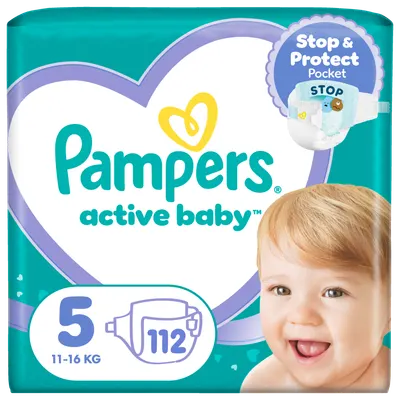 Scutece Active Baby Mega Box Marimea 5 11-16 kg, 112 bucati, Pampers