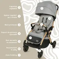 Carucior sport AppeKids Upp ultracompact cu pliere automata Powder Grey