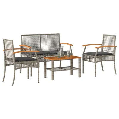 Gossi set mobilier de gradina cu perne, 4 piese, gri, poliratan