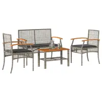 Gossi set mobilier de gradina cu perne, 4 piese, gri, poliratan