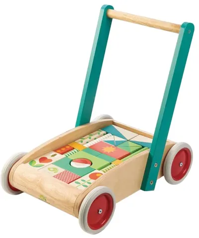 Tender Leaf Toys Wooden Walker - Cu blocuri colorate