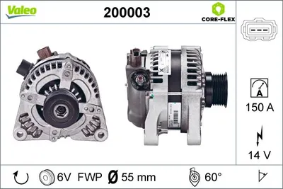Alternator (14v, 150a) Potrivit Volvo C30, C70 Ii, S40 Ii, V50; Ford C-Max, Fiesta V, Focus C-Max, Focus Ii, Fusion, Kuga I 1.4 1.6d 2.0d 10.03-12.12