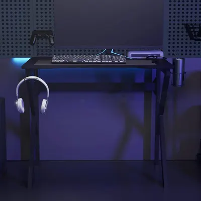 vidaXL Birou de gaming cu picioare în formă de K, negru, 90x60x75 cm