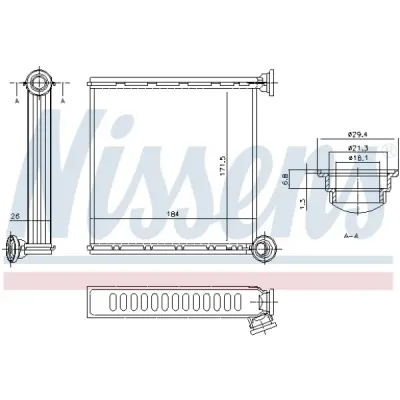 Schimbator caldura, incalzire habitaclu NISSENS 73980
