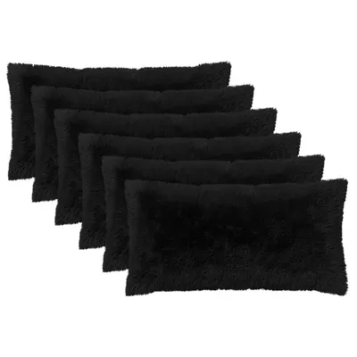 vidaXL Pernă cu pernă HEERLEN 6 buc. Negru Fleece PV