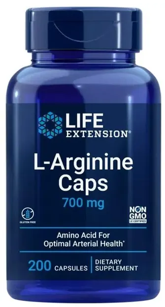 L-Arginină, 700 mg, 200 capsule, Life Extension