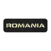 Patch ROMANIA fosforescent CORDURA® 500D laser-cut 25x80mm - NEGRU