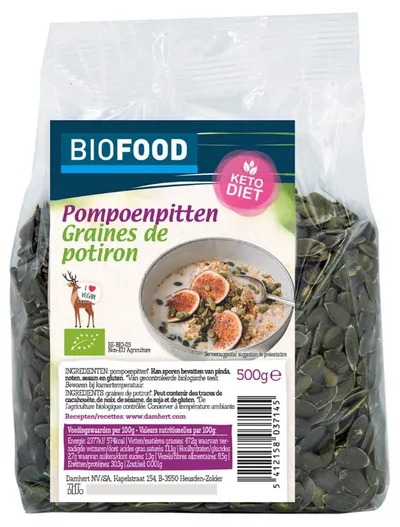 Semințe bio de dovleac, 500 g, Damhert