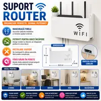 Raft Suport Router Wireless 245x140x60 mm, pentru mascare fire si echipament WI-FI, posibilitate montare pe perete
