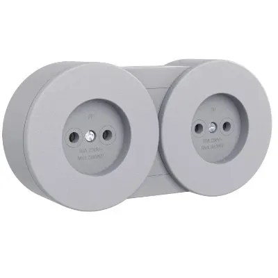 Priza fara CP dubla modulara PT xOne Ovivo OV00926, 16A, 250V, IP54, gri
