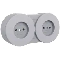 Priza fara CP dubla modulara PT xOne Ovivo OV00926, 16A, 250V, IP54, gri