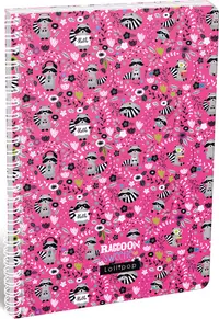 Caiet cu spirala Lizzy Card - Raccoon, A4, 70 de foi, randuri largi