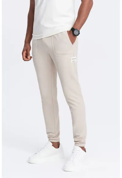 Pantaloni de trening cu talie ajustabila - Bej deschis