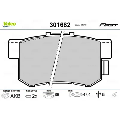 Set placute frana, frana disc VALEO 301682