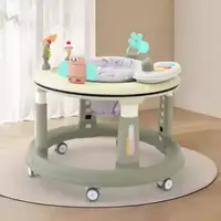 Premergator bebelusi Little Mom Activity Green, pliabil, educational, cu panou interactiv, sezut rotativ 360 grade, roti pivotante silentioase, dimensiune 68 x 68 x 50 cm