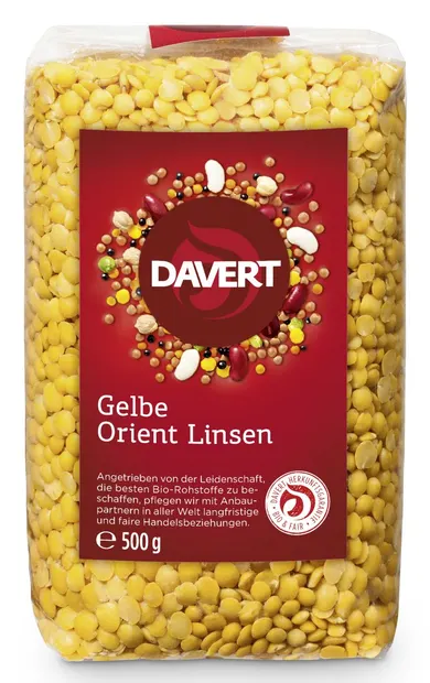 Linte galbenă organică, 500 g, Davert