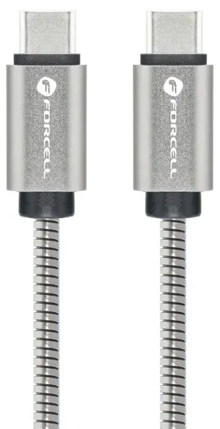 Cablu Forcell - F-Energy Metal C239, USB-C/USB-C, 100W, 1m, argintiu