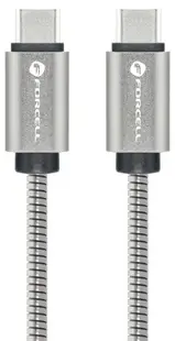 Cablu Forcell - F-Energy Metal C239, USB-C/USB-C, 100W, 1m, argintiu