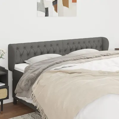 vidaXL Tăblie de pat cu aripioare gri închis 183x23x78/88 cm textil