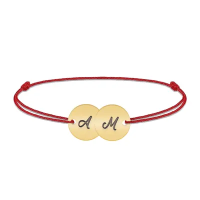 Penny - Bratara personalizata snur doi banuti din argint 925 placat cu aur galben 24K