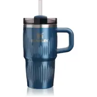 Stanley Quencher H2.O Fluted Tumbler pahar din oțel inoxidabil cu pai mic Glacial Blue Shine 1 buc