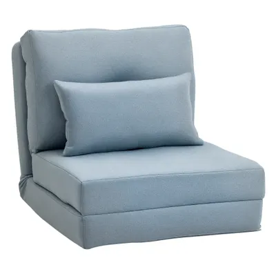 HOMCOM Fotoliu de podea Pat pliant cu saltea pliantă, design 2 în 1, pernă detașabilă, 60 x 80 x 56 cm, Himmelblau | Aosom Romania