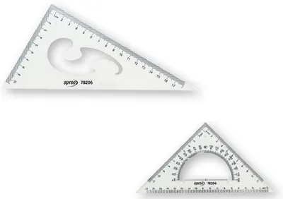 Set echere Spree - 20 cm, 60° cu curba si 45° cu raportor