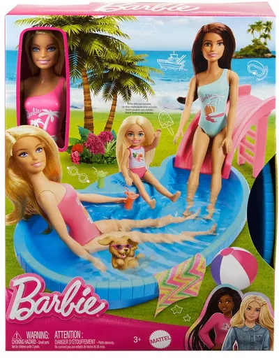 Set de joaca Mattel Barbie - Barbie cu piscina si tobogan