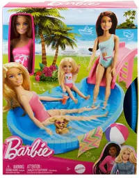 Set de joaca Mattel Barbie - Barbie cu piscina si tobogan