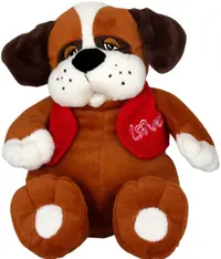 Jucărie de pluș Amek Toys - Câine cu jachetă, 32 cm