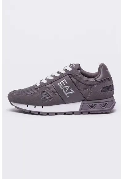 Pantofi sport cu insertii de piele intoarsa - Alb/Gri carbune